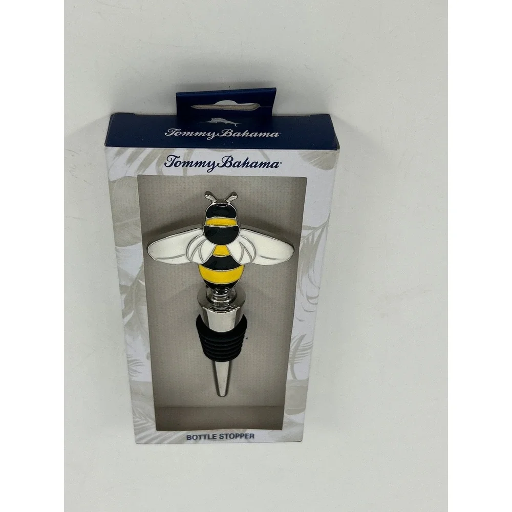 Tommy Bahama‎ Bumble Bee Wine Bottle Stopper Silver Enamel - NEW